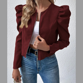 Zip Up Puff Sleeve Jacket