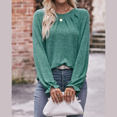 Ruffle Cuff Long Sleeve T-Shirt