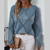 Delicate Knit Round Neck Patterned Top