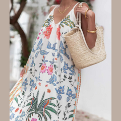 Printed V-neck Summer Maxi Dress