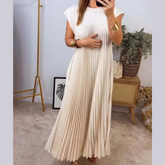 Full Size Pleated Round Neck Maxi Dress Plus Size