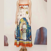 Printed Sleeveless Square Neckline Cami Dress