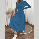 Ribbed Knit Long Sleeve Midi Dress