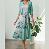 New Women's Round Neck Printed Dress Set