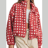 Plaid Zip Up Sherpa Jacket