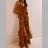 Ruffled Halter Neck Maxi Dress