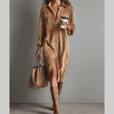Corduroy Button-Down Midi Dress