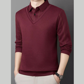 Men's Plus Size Layered Look Long Sleeve Polo