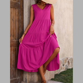 Tiered V-Neck Sleeveless Dress