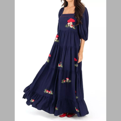 Square Neck Tiered Maxi Dress