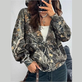 Vintage Printed Zip-Up Hoodie