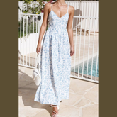 Bow Back Printed V-Neck Cami Dress