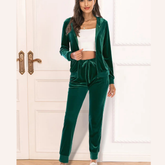 Zip-Up Hooded Jacket and Pants Set
