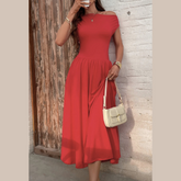 Single Shoulder Midi Dress with Pockets