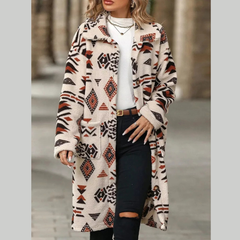 Geometric Button Up Longline Coat