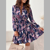 Floral Print Tie Waist Mini Dress