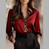 Leopard Trim Button Up Shirt