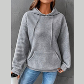 Full Size Textured Kangaroo Pocket Hoodie Plus Size