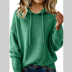 Drawstring Long Sleeve Hooded Sweater