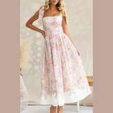 Printed Tie Shoulder Midi Cami Dress