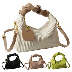 Women Fashion Crossbody Bag PU Leather Pleated Cloud Small Tote Bags Casual Simple Elegant Temperament Messenger Bags