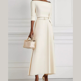 Elegant Off-Shoulder Belted Maxi Dress
