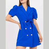Blazer Style Tie Waist Mini Dress