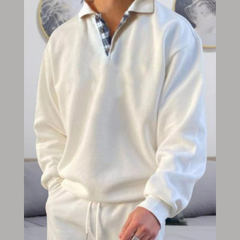 Men's Plus Size Casual Polo Collar Long Sleeve Top