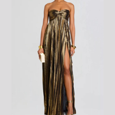 Split Sweetheart Neck Tube Maxi Dress