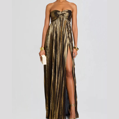 Split Sweetheart Neck Tube Maxi Dress