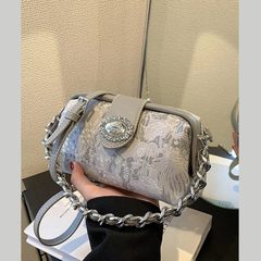Embroidered Chain Crossbody Bag