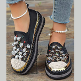 Rhinestone Decor Platform Loafers
