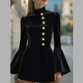 Bell Sleeve Mini Dress with Front Button