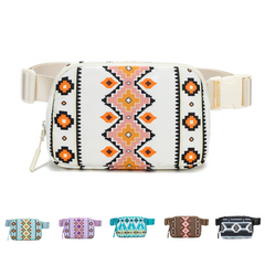New Bohemian Print Waist Bag With Adjustable Shoulder Strap Crossbody Bag For Women