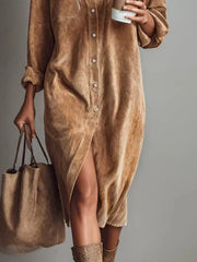 Corduroy Button-Down Midi Dress