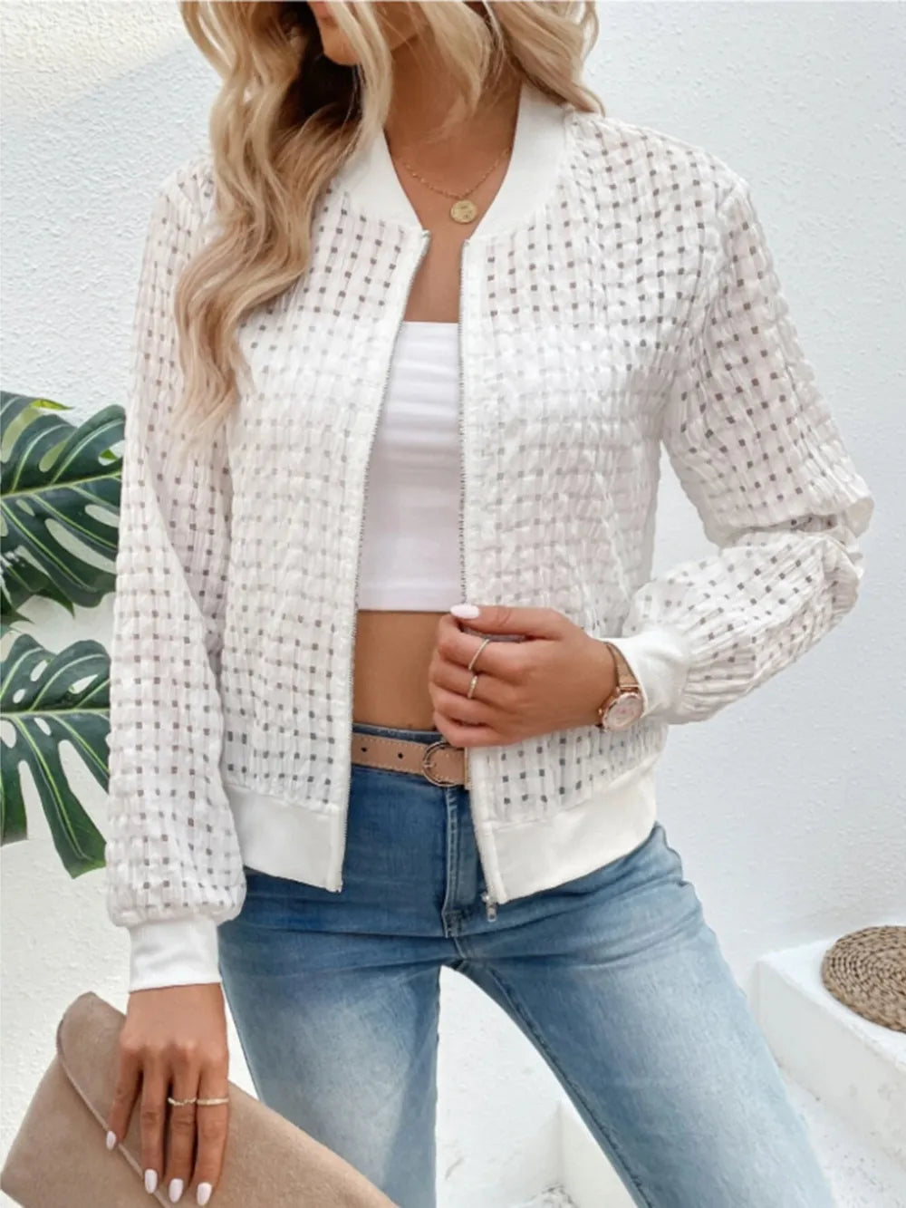 Sleek Zip-Up Long Sleeve Jacket
