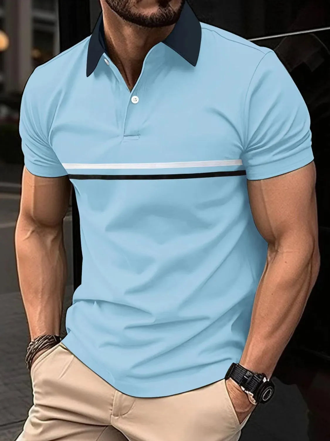 Men's Plus Size Collared Short Sleeve Polo Shirt