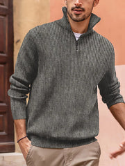 Men's Plus Size Quarter-Zip Long Sleeve Pullover Top