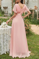 Surplice Flutter Sleeve Maxi Dress