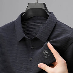Men's Plus Size Textured Short Sleeve Polo Shirt