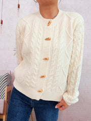 elegant cable knit button up sweater cardigan