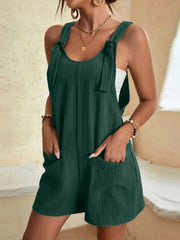 Full Size Knot Strap Romper with Pockets Plus Size