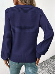 classic round neck long sleeve knit sweater