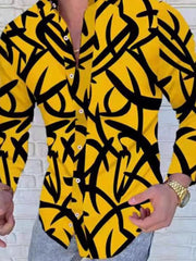 Men's Plus Size Fashion Print Long Sleeve Shirt