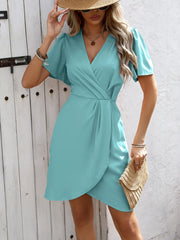 Surplice Classic Short Sleeve Mini Dress