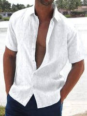 Short Sleeve Men's Shirt â€?Big Size Button Front Top