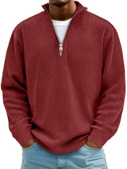 Men's Full Size Corduroy Quarter Zip Pullover Sweatshirt Plus Size