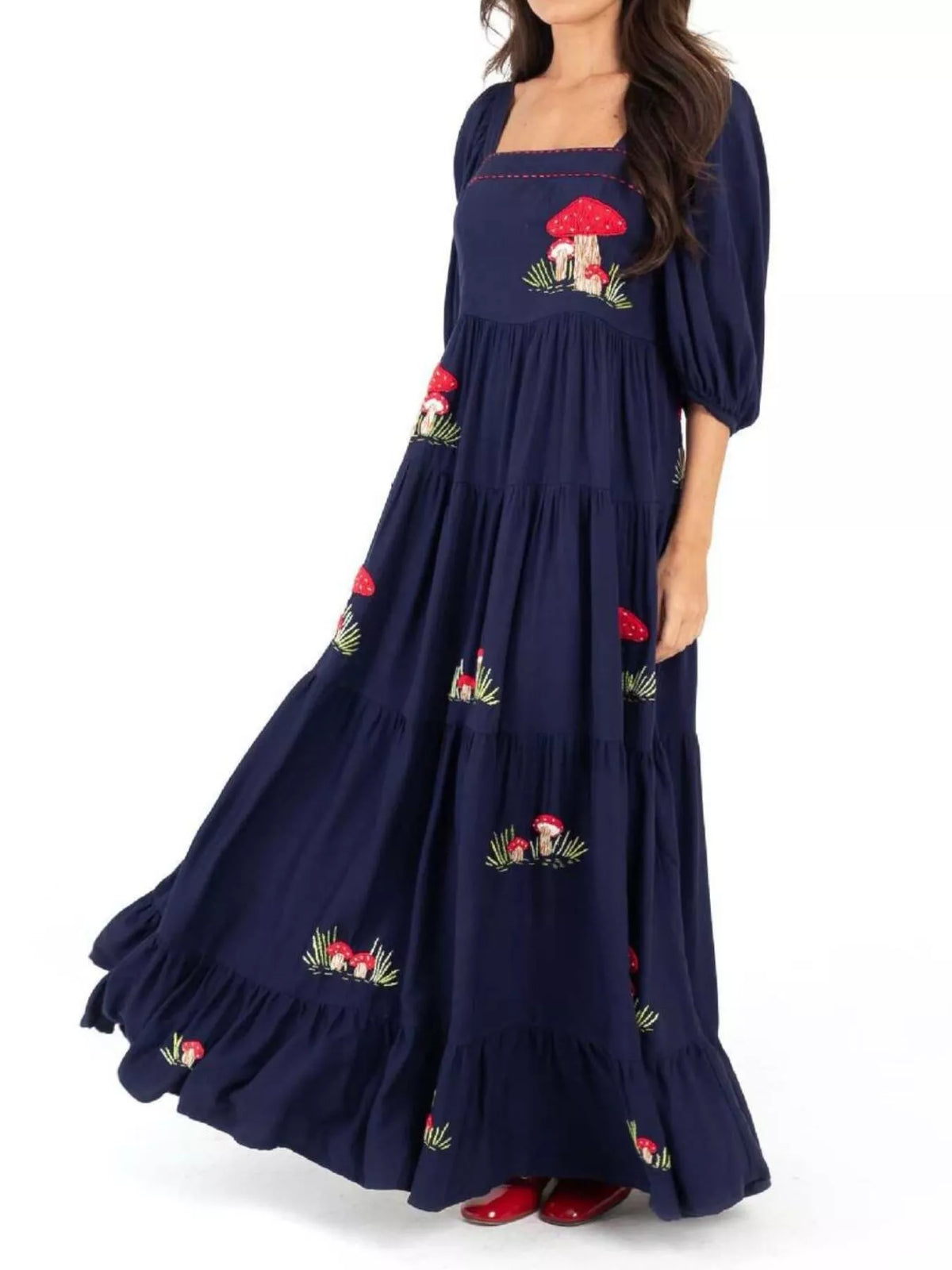 Square Neck Tiered Maxi Dress
