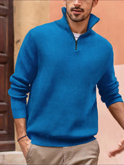 Men's Plus Size Quarter-Zip Long Sleeve Pullover Top