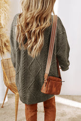 Round Neck Cable Knit Mini Sweater Dress